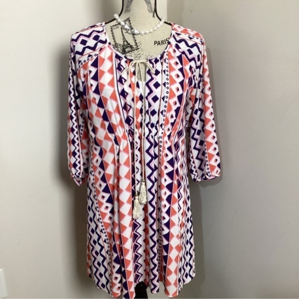 Peach Love California Blue and Pink Graphic dress